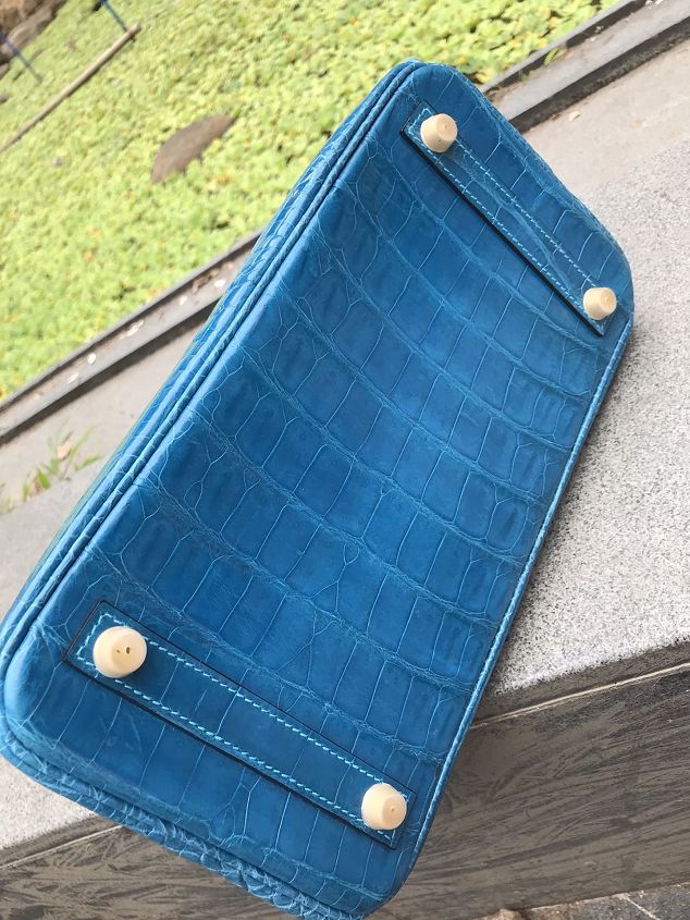 Top hermes genuine 100% crocodile leather handmade birkin 35 bag K350 royal blue