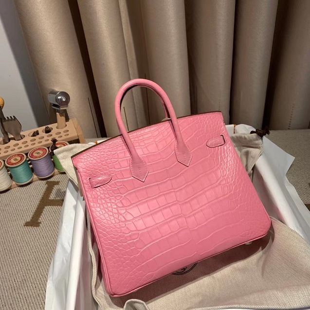 Top hermes genuine 100% crocodile leather handmade birkin 35 bag K350 pink
