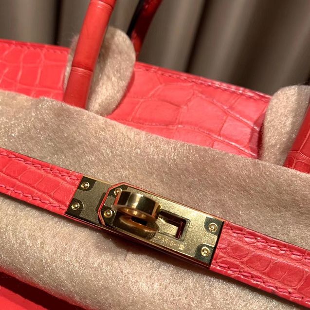 Top hermes genuine 100% crocodile leather handmade birkin 35 bag K350 red