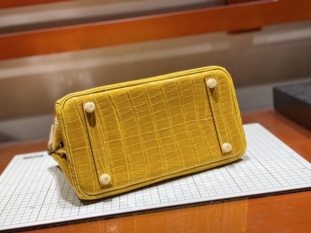 Top hermes genuine 100% crocodile leather handmade birkin 35 bag K350 yellow