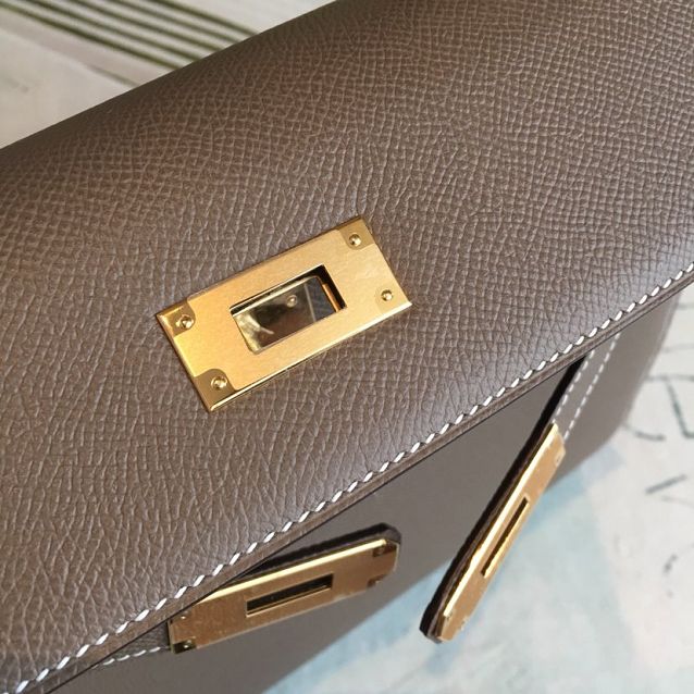 Hermes original epsom leather kelly 28 bag K28-1 etoupe grey