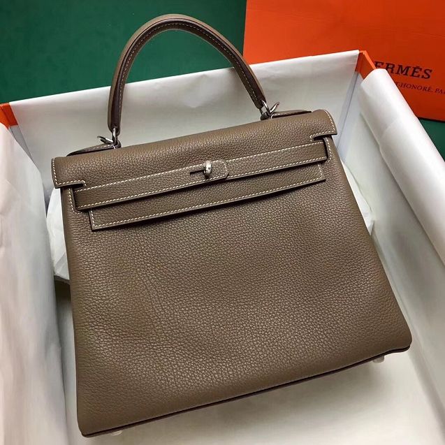 Hermes original togo leather kelly 28 bag K28-1 etoupe grey