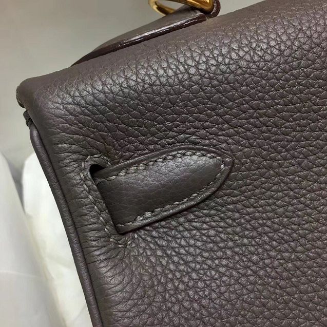 Hermes original togo leather kelly 25 bag K25 gris etain