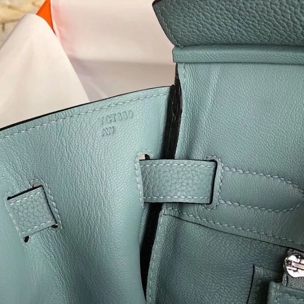 Hermes original togo leather birkin 25 bag H25-1 azure