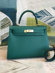 Hermes original epsom leather kelly 32 bag K32-1 emerald green