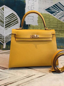 Hermes original epsom leather kelly 32 bag K32-1 yellow