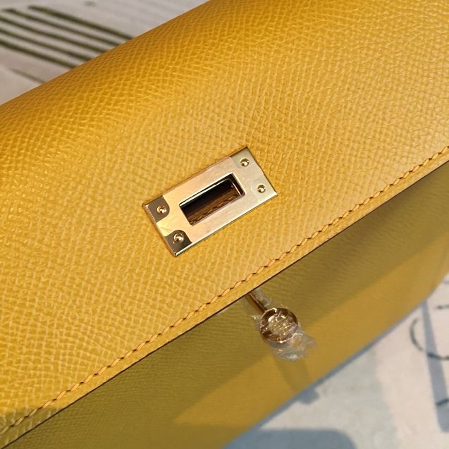 Hermes original epsom leather kelly 25 bag K25-1 yellow