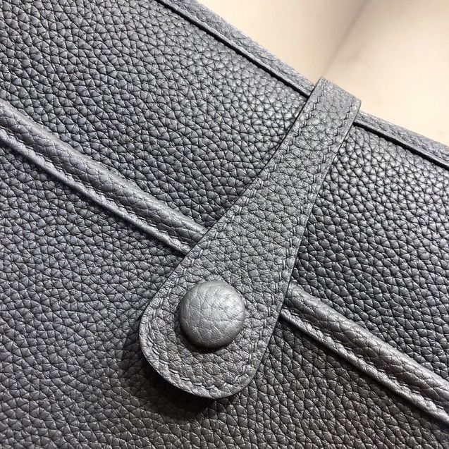 Hermes original togo leather evelyne pm shoulder bag E28 gris etain