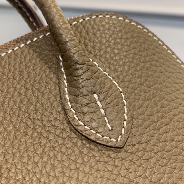 Hermes original togo leather mini bolide bag H018 etoupe grey