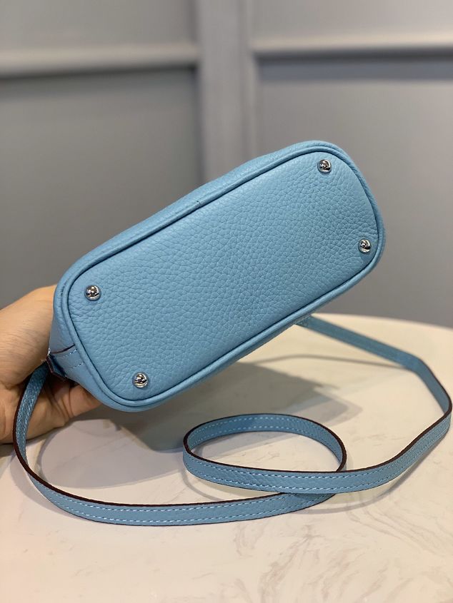 Hermes original togo leather mini bolide bag H018 sky blue