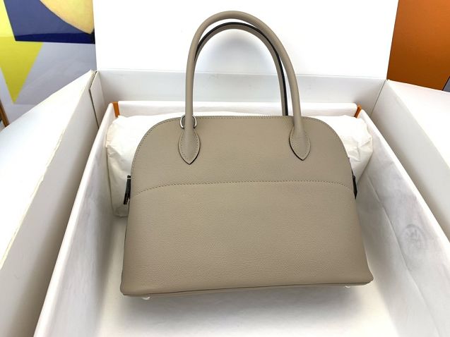 Hermes original epsom leather medium bolide 31 bag B031 light grey