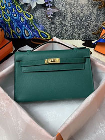 Hermes original epsom leather mini kelly 22 clutch K012 emerald green