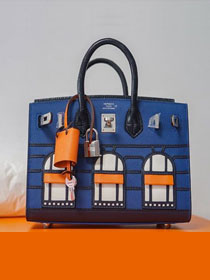 Hermes handmade original epsom leather faubourg birkin bag BK0037 blue