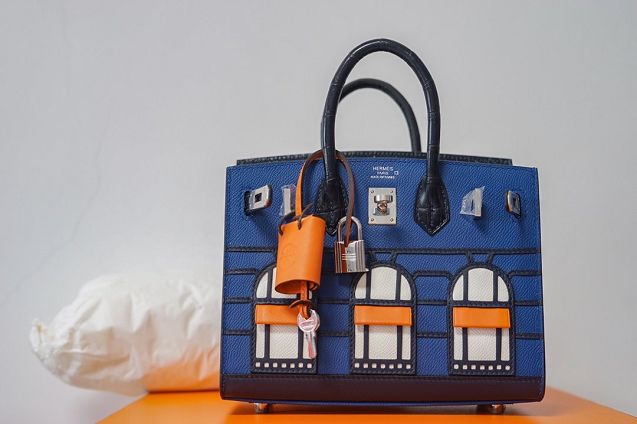 Hermes handmade original epsom leather faubourg birkin bag BK0037 blue