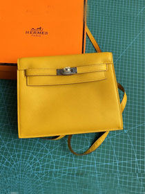 Hermes original evercolor leather kelly danse bag KD022 amber