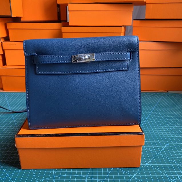 Hermes original evercolor leather kelly danse bag KD022 dark blue