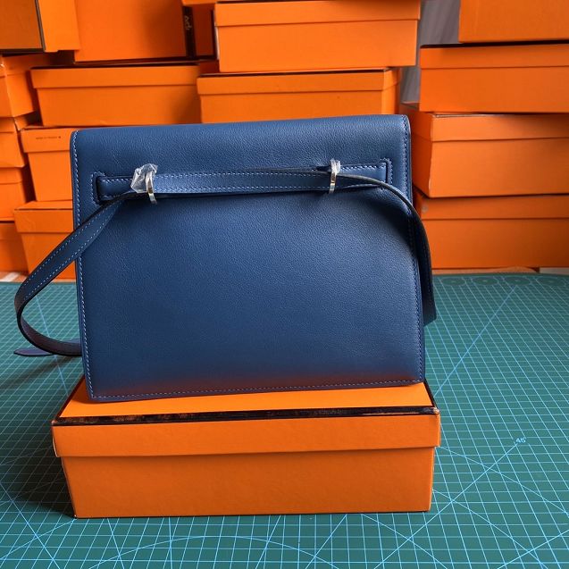 Hermes original evercolor leather kelly danse bag KD022 dark blue