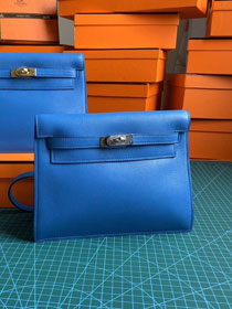 Hermes original evercolor leather kelly danse bag KD022 hydra blue
