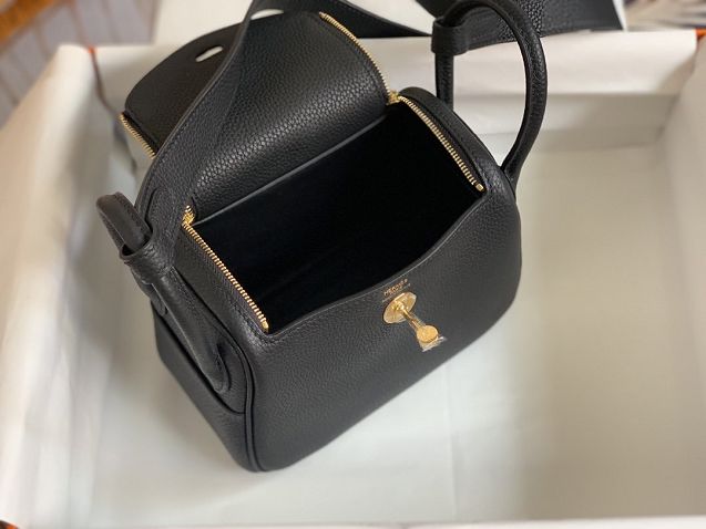 Hermes original togo leather mini lindy 19 bag H019 black