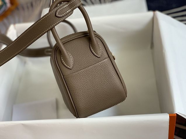 Hermes original togo leather mini lindy 19 bag H019 etoupe grey
