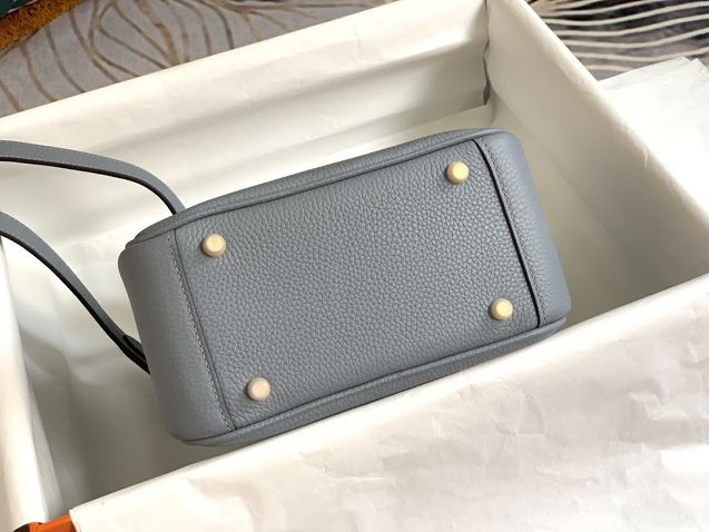 Hermes original togo leather mini lindy 19 bag H019 gris mouette