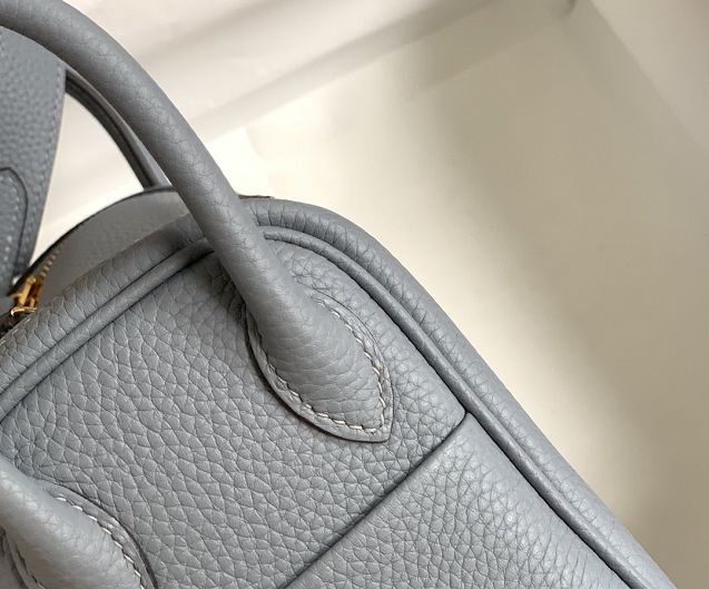 Hermes original togo leather mini lindy 19 bag H019 gris mouette