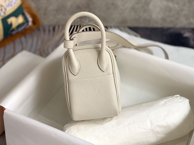 Hermes original togo leather mini lindy 19 bag H019 white