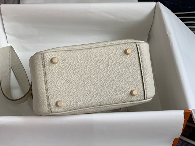 Hermes original togo leather mini lindy 19 bag H019 white