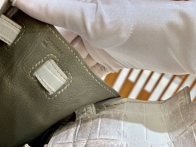 Top hermes handmade genuine 100% crocodile leather Kelly bag K320-5 white