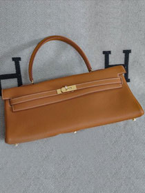 Hermes handmade original calfskin kelly 42 shoulder bag BK0057 gold brown