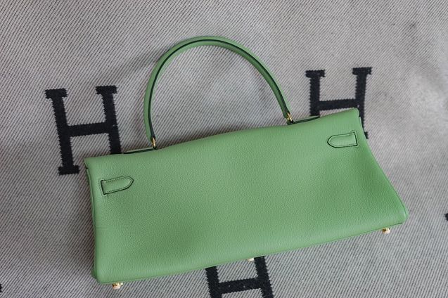 Hermes handmade original calfskin kelly 42 shoulder bag BK0057 vert criquet