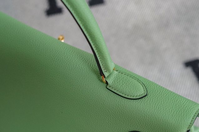 Hermes handmade original calfskin kelly 42 shoulder bag BK0057 vert criquet