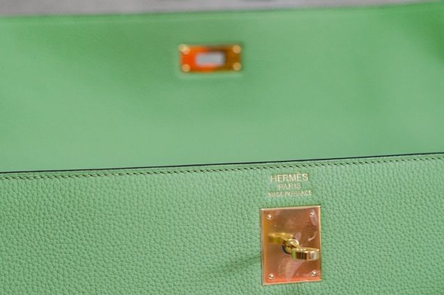 Hermes original calfskin kelly 42 shoulder bag BK0057 vert criquet