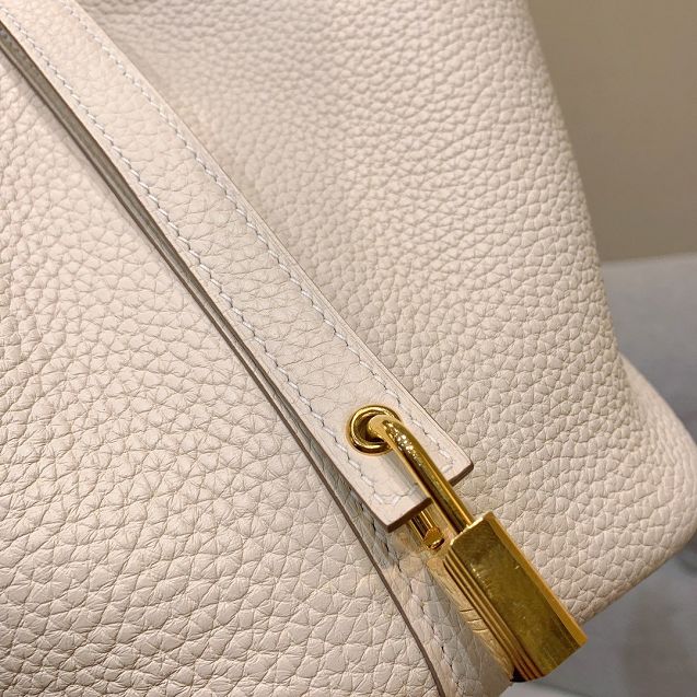 Hermes original togo leather picotin lock 22 bag HP0022 white