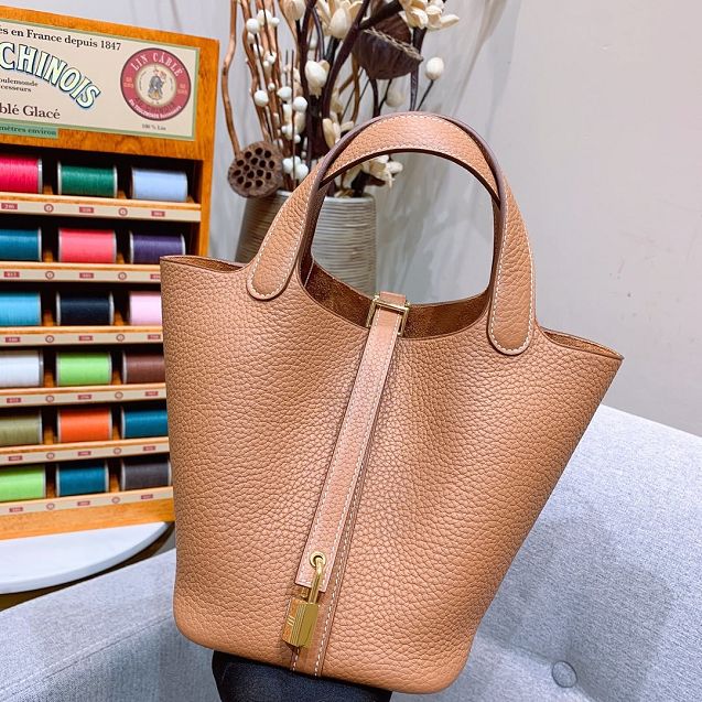 Hermes original togo leather small picotin lock bag HP0018 caramel