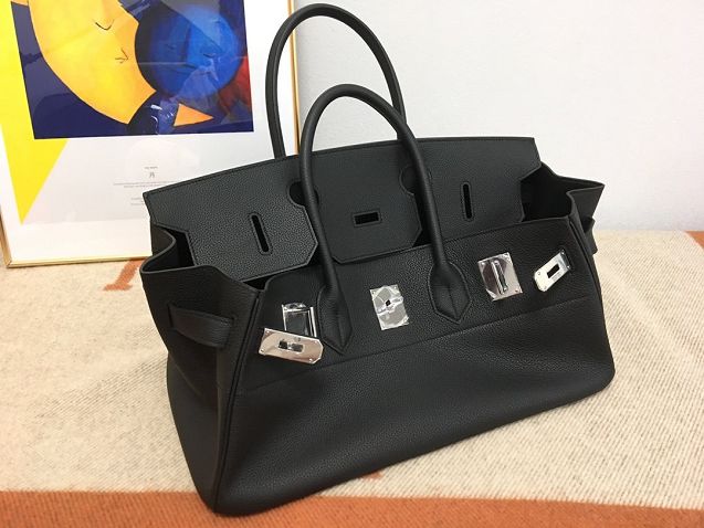 Hermes handmade original calfskin birkin 42 shoulder bag BK0058 black