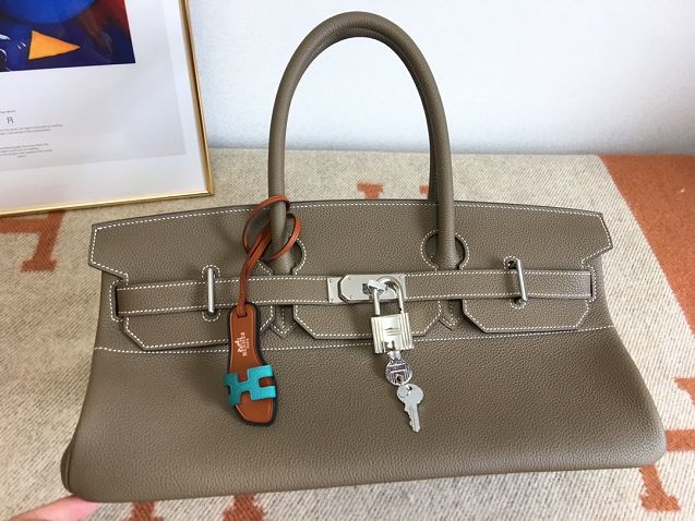 Hermes handmade original calfskin birkin 42 shoulder bag BK0058 etoupe grey