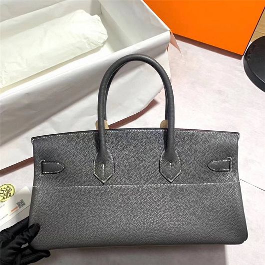 Hermes original calfskin birkin 42 shoulder bag BK0058 grey