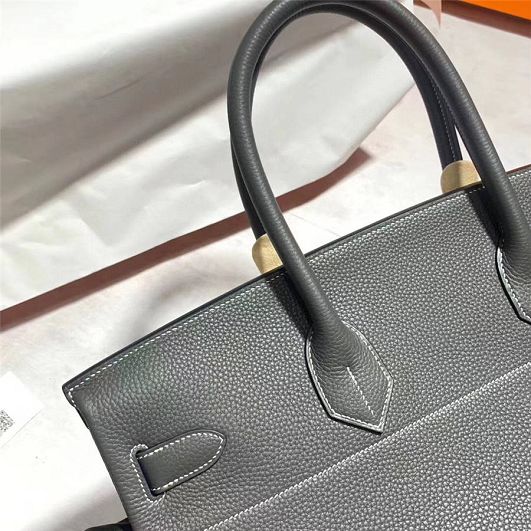 Hermes original calfskin birkin 42 shoulder bag BK0058 grey