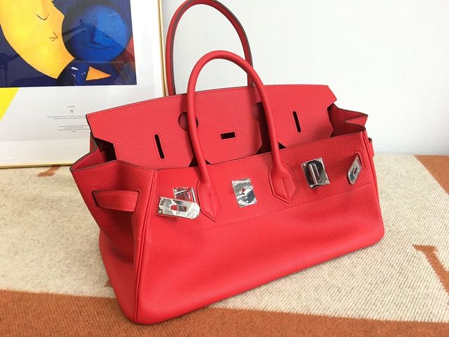 Hermes original calfskin birkin 42 shoulder bag BK0058 red