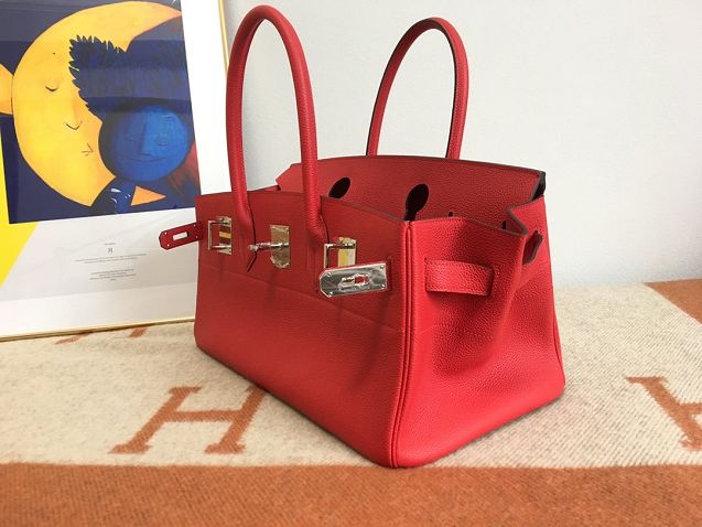 Hermes original calfskin birkin 42 shoulder bag BK0058 red