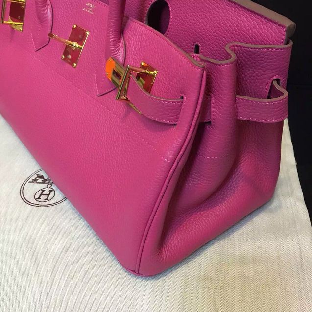 Hermes original calfskin birkin 42 shoulder bag BK0058 rose red