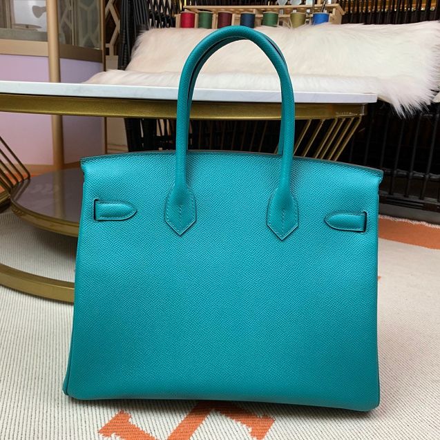 Hermes original epsom leather birkin 35 bag H35-3 blue paon