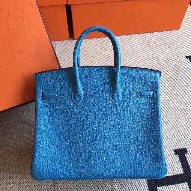 Hermes original epsom leather birkin 35 bag H35-3 blue zanzibar