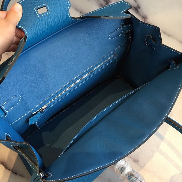 Hermes original epsom leather birkin 30 bag H30-3 blue zanzibar