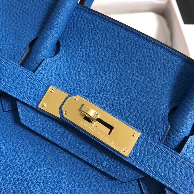 Hermes original togo leather birkin 30 bag H30-1 blue hydra