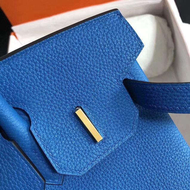 Hermes original togo leather birkin 30 bag H30-1 blue hydra