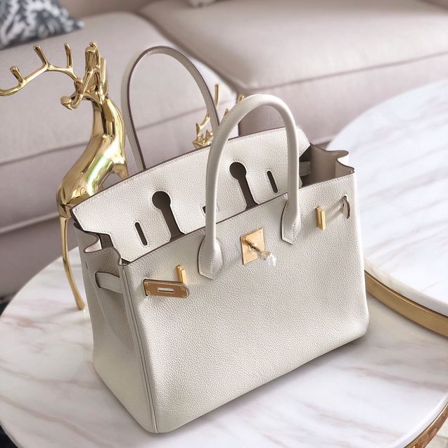 Hermes original togo leather birkin 30 bag H30-1 cream white