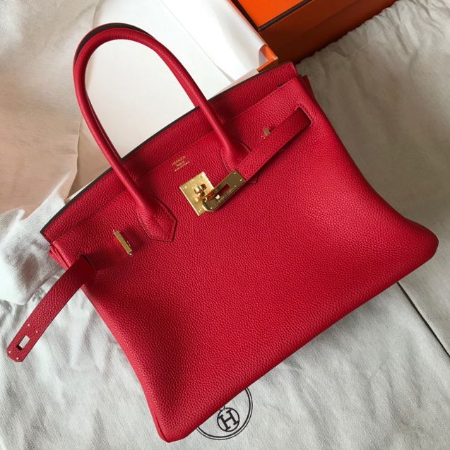 Hermes original togo leather birkin 35 bag H35-1 rouge garance