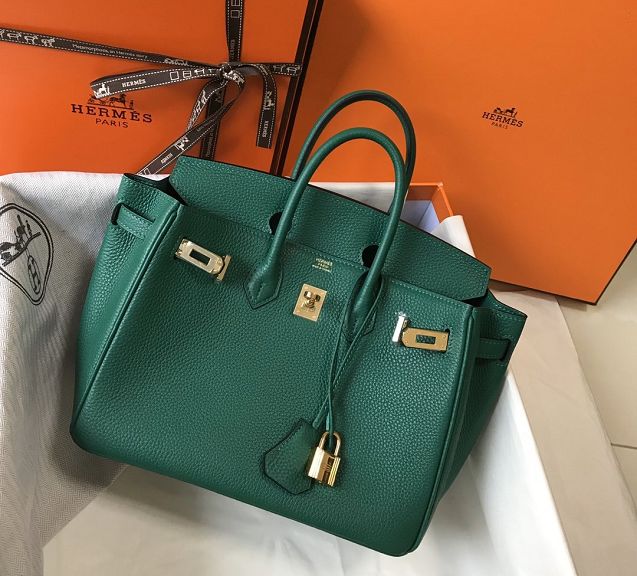 Hermes original togo leather birkin 35 bag H35-1 vert fonce